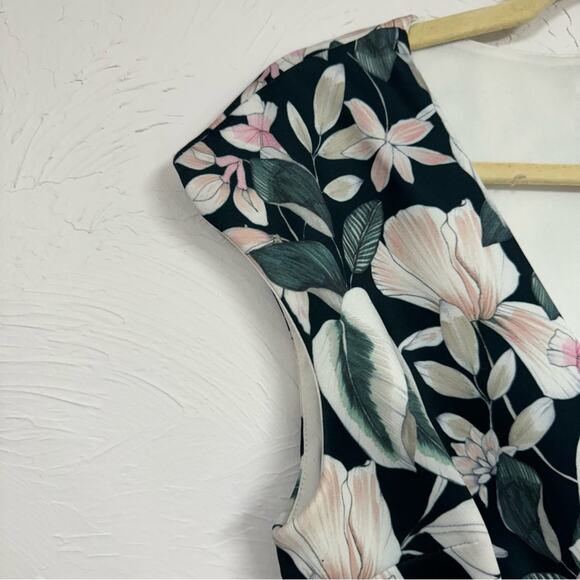 Alexia Admor Green Floral Cap Sleeve Sheath Dress Mini Womens S Spring Luxury - Picture 6 of 12